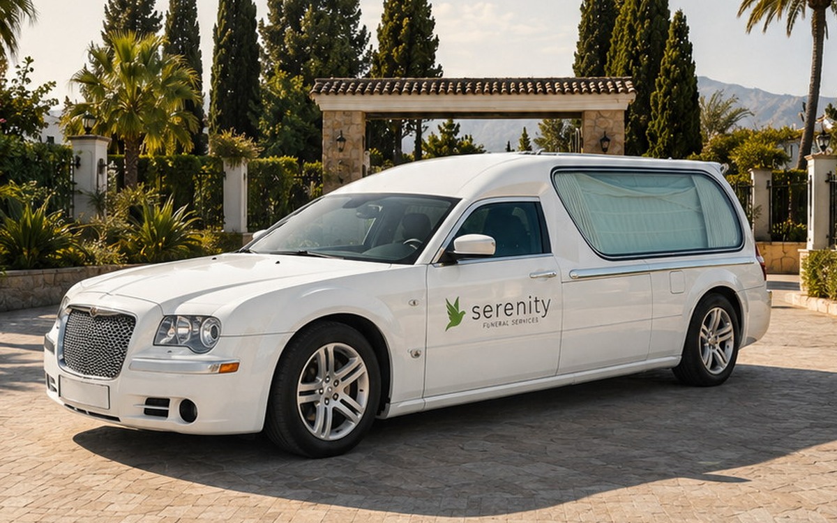 White Chrysler hearse