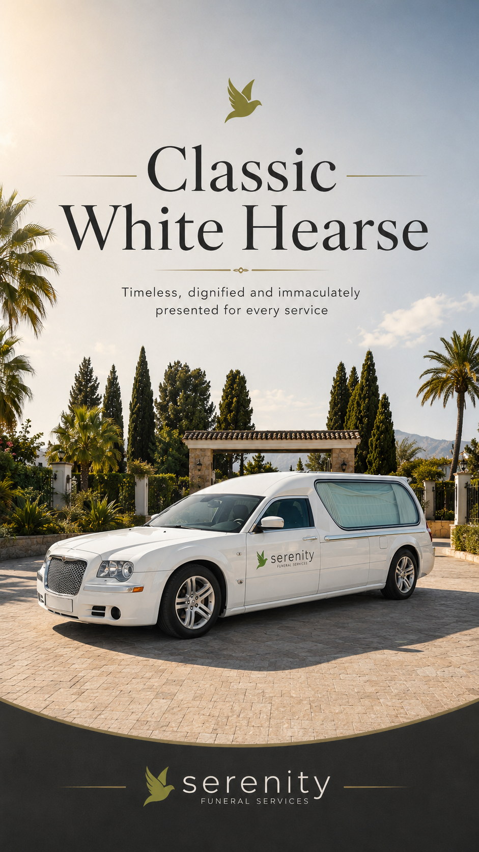 Coche fúnebre blanco de Serenity