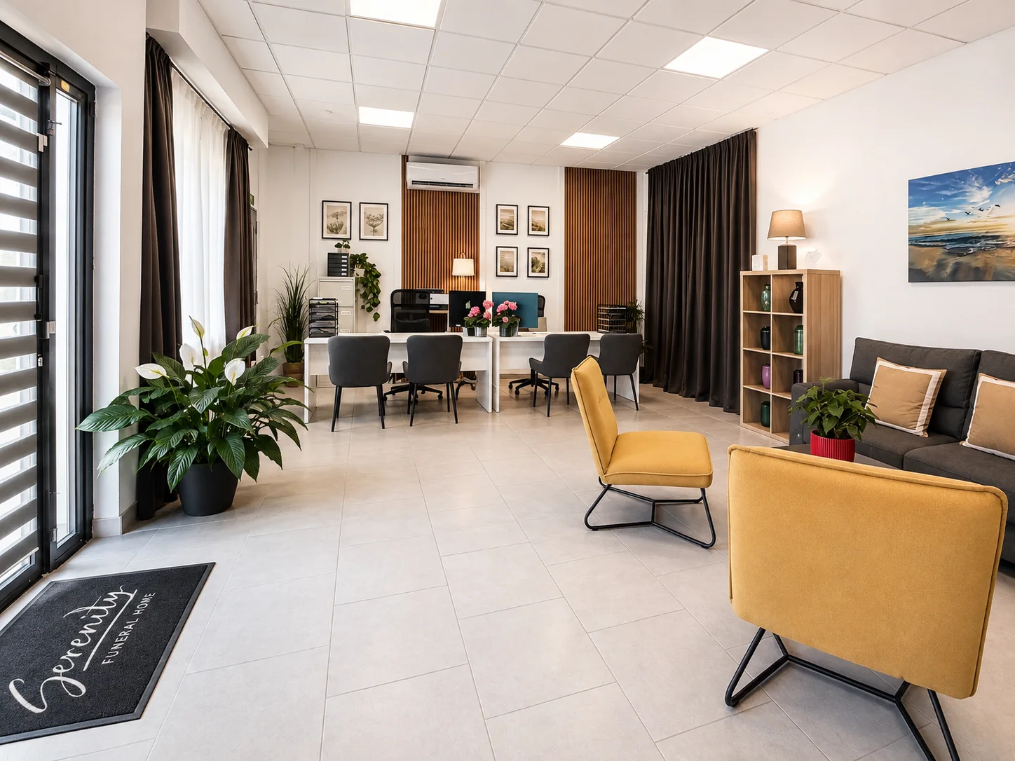 Ontvangst- en familieruimte van Serenity Funeral Home in Alhaurín de la Torre